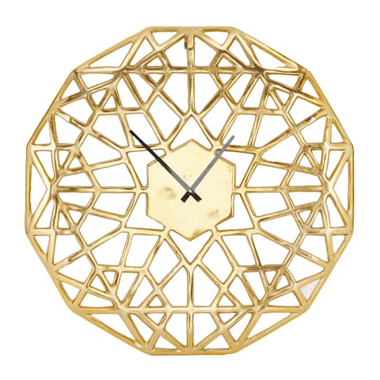 Gold Contemporary Abstract Wall Clock, 24&#x22; x 2&#x22; x 24&#x22;